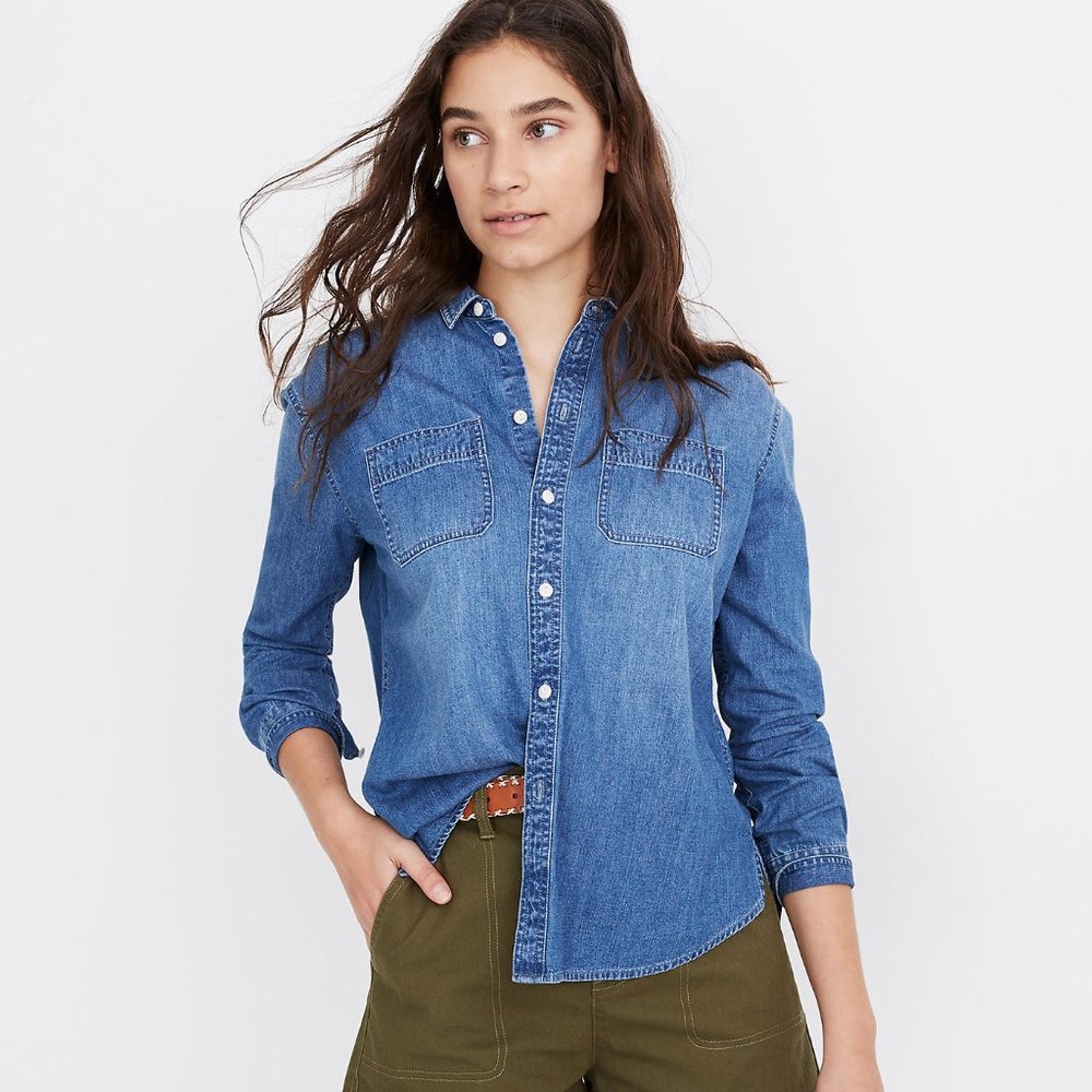 COPY - Denim Oversized Ex-Boyfriend Shirt in Hutc…